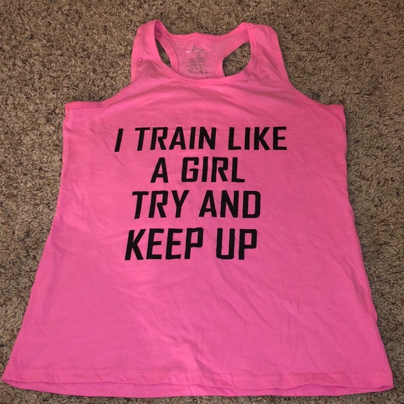 grip active girls Tops - Hot Pink “Train Like A Girl” Tank